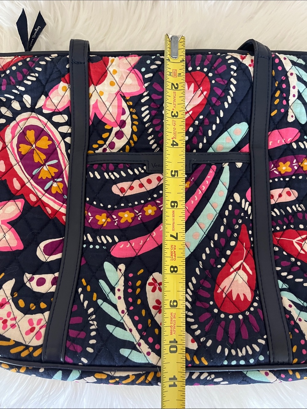 🆕 Vera Bradley Trimmed Traveler Tote Bag Purse Painted Paisley Navy Multi NWOT - Picture 10 of 12